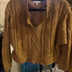J. Crew V-Neck Sweater in Mustard Brown